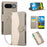 Phone Case For Google Pixel 9  /  9 Pro Zipper Wallet Color Splicing TPU PU Leather Flip Phone Cover with Strap - Grey - 1