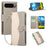 For Google Pixel 10 Pro XL Case Zipper Wallet Color Splicing TPU PU Leather Flip Phone Cover with Strap - Grey - 1