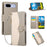 For Google Pixel 9a Case Zipper Wallet Color Splicing TPU PU Leather Flip Phone Cover with Strap - Grey - 1