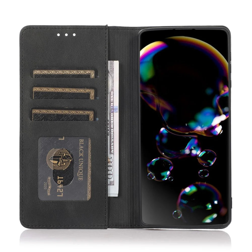 For Samsung Galaxy S26+ Case Wallet Magnetic Closing Leather Flip Phone Cover - Black - 2