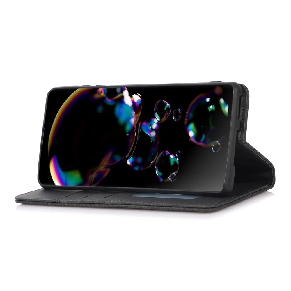 For Samsung Galaxy A57 5G Case Wallet Magnetic Closing Leather Flip Phone Cover - Black - 4