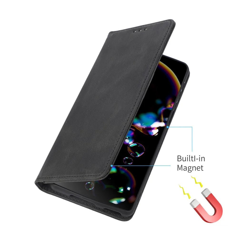 For Samsung Galaxy A57 5G Case Wallet Magnetic Closing Leather Flip Phone Cover - Black - 5