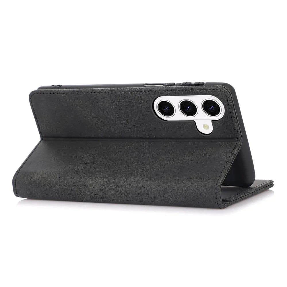 For Samsung Galaxy A37 5G Case Wallet Magnetic Closing Leather Flip Phone Cover - Black - 3