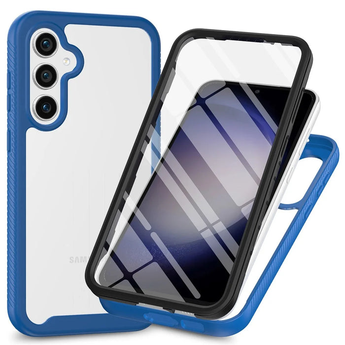 For Samsung Galaxy A37 5G Clear Case PC + TPU Phone Back Cover with PET Screen Film - Blue - 1