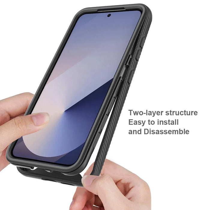 For Samsung Galaxy A37 5G Clear Case PC + TPU Phone Back Cover with PET Screen Film - Blue - 2