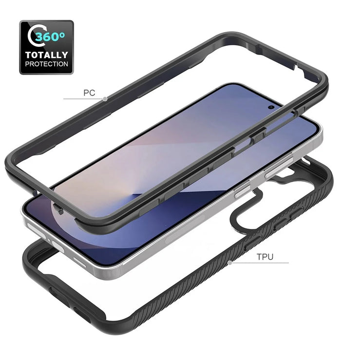 For Samsung Galaxy A37 5G Clear Case PC + TPU Phone Back Cover with PET Screen Film - Blue - 4