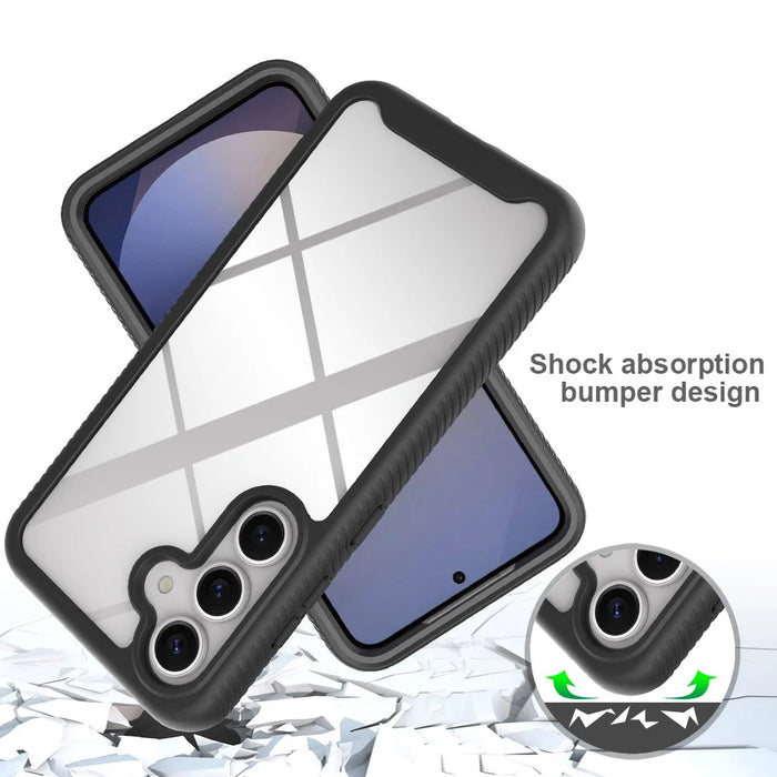 For Samsung Galaxy A37 5G Clear Case PC + TPU Phone Back Cover with PET Screen Film - Blue - 5