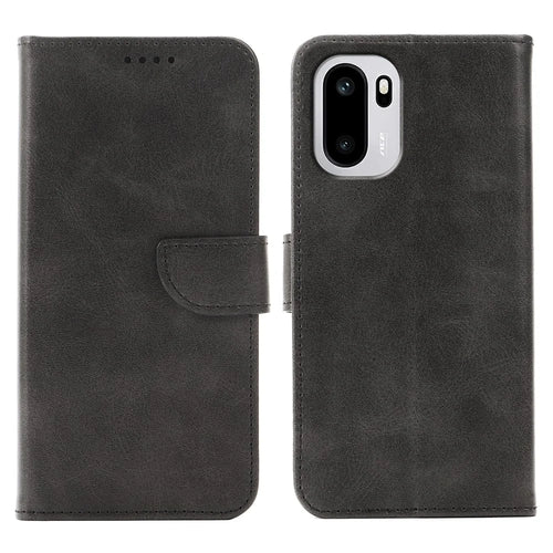 Phone Case For OnePlus 15R 5G / Ace 6T 5G / Ace 6 5G Wallet Stand Magnetic Clasp Closure Calf Texture Leather Phone Cover - Black - 1
