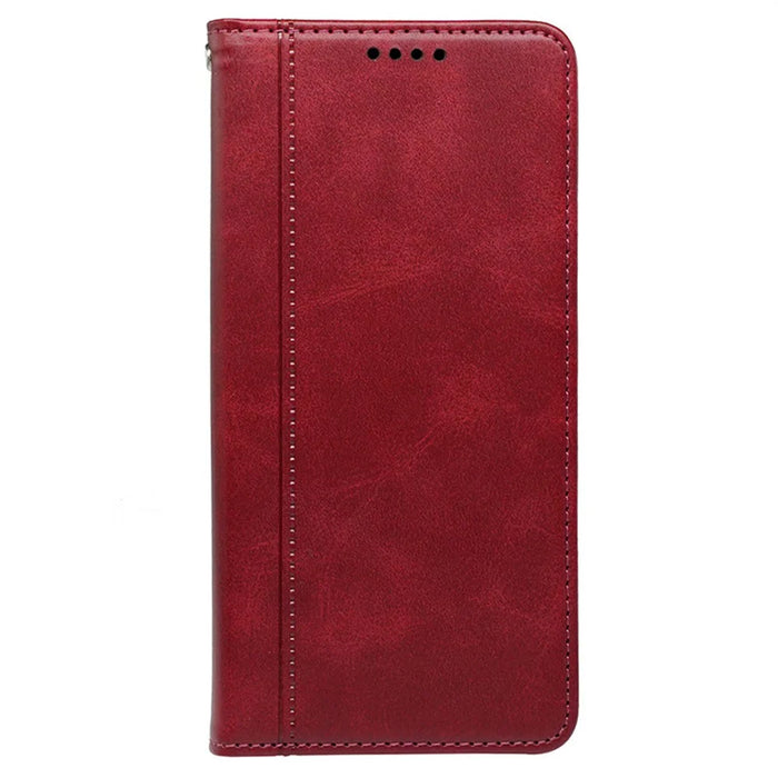 For Google Pixel 10a Case Hidden Magnetic Closure Calf Texture Leather Phone Cover - Red - 4
