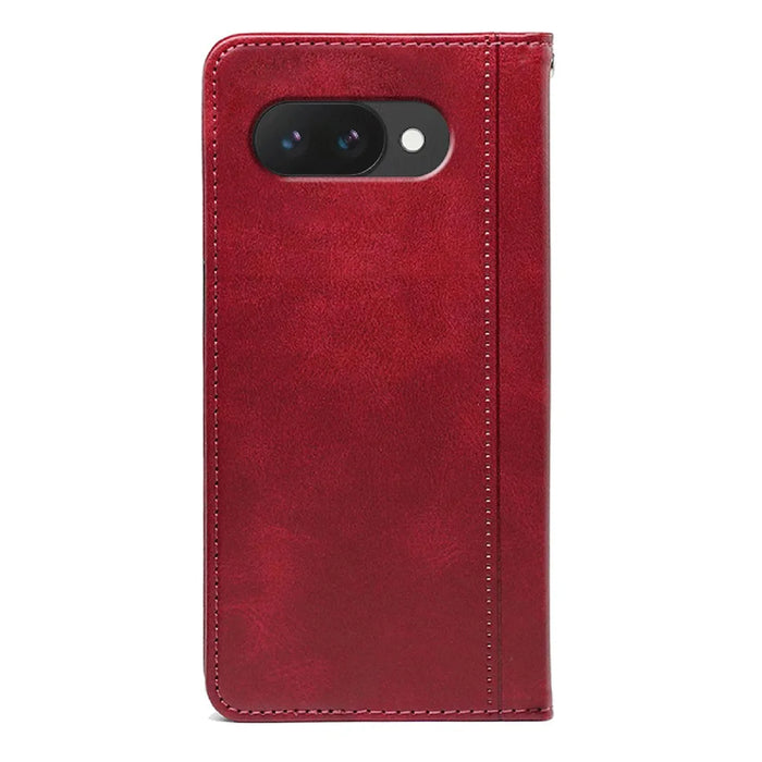 For Google Pixel 10a Case Hidden Magnetic Closure Calf Texture Leather Phone Cover - Red - 5