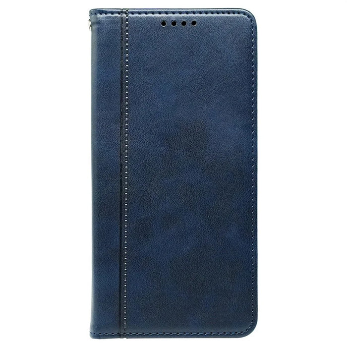 For Samsung Galaxy S26 Case Hidden Magnetic Closure Calf Texture Leather Phone Cover - Blue - 5