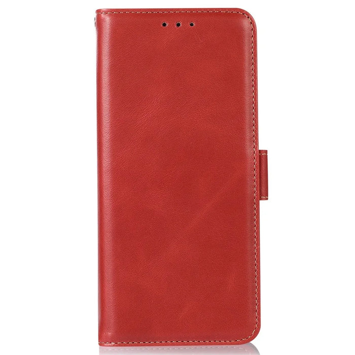 For OnePlus 15R 5G / Ace 6T 5G / Ace 6 5G Case RFID Blocking Genuine Cow Leather Wallet Phone Cover - Red - 7