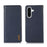 KHAZNEH For Samsung Galaxy A37 5G Case Wallet Genuine Cow Leather Phone Cover Nappa Texture - Blue - 1