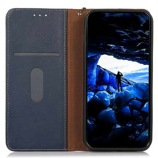 KHAZNEH For Samsung Galaxy A37 5G Case Wallet Genuine Cow Leather Phone Cover Nappa Texture - Blue - 2