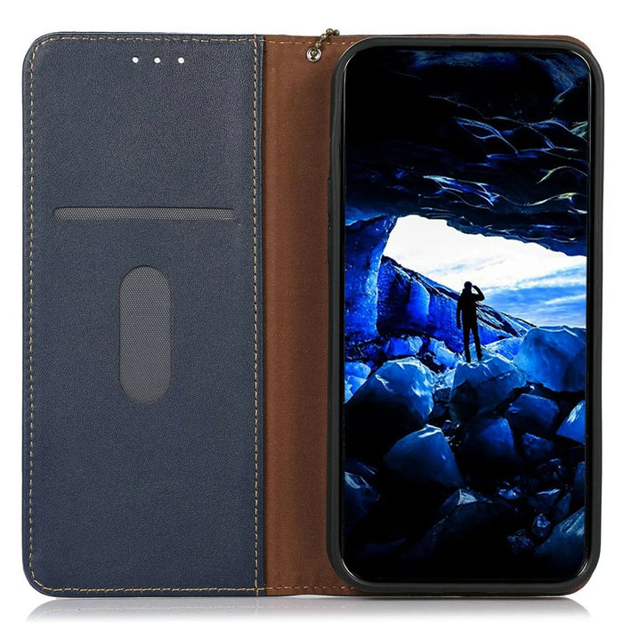 KHAZNEH For Samsung Galaxy A37 5G Case Wallet Genuine Cow Leather Phone Cover Nappa Texture - Blue - 2
