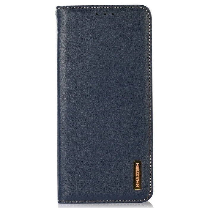 KHAZNEH For Samsung Galaxy A37 5G Case Wallet Genuine Cow Leather Phone Cover Nappa Texture - Blue - 6