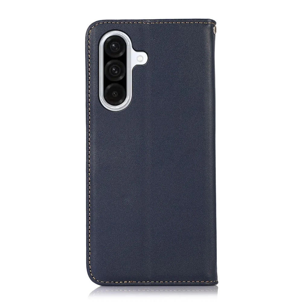 KHAZNEH For Samsung Galaxy A37 5G Case Wallet Genuine Cow Leather Phone Cover Nappa Texture - Blue - 7