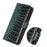 For Samsung Galaxy A37 5G Case RFID Blocking Wallet Crocodile Texture Genuine Cow Leather Phone Cover - Green - 5