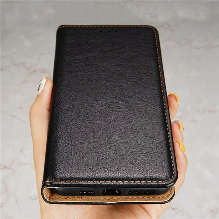 For OnePlus 15 5G Case Wallet PU Leather Magnetic Auto-Absorbed Phone Cover - Black - 6