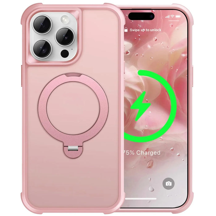For iPhone 14 Pro Max Case Compatible with MagSafe Kickstand TPU PC Shockproof Phone Back Cover - Pink - 2
