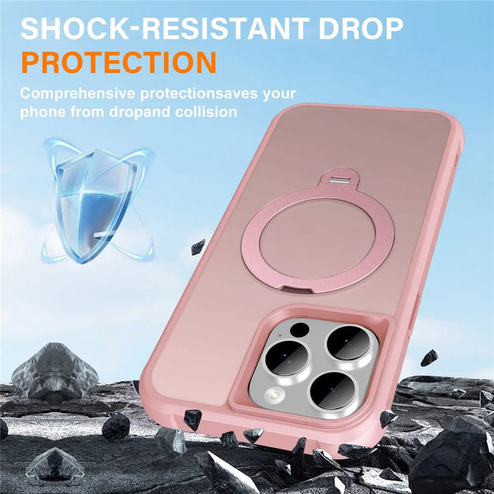 For iPhone 13 Pro Case Compatible with MagSafe Kickstand TPU PC Shockproof Phone Back Cover - Pink - 4