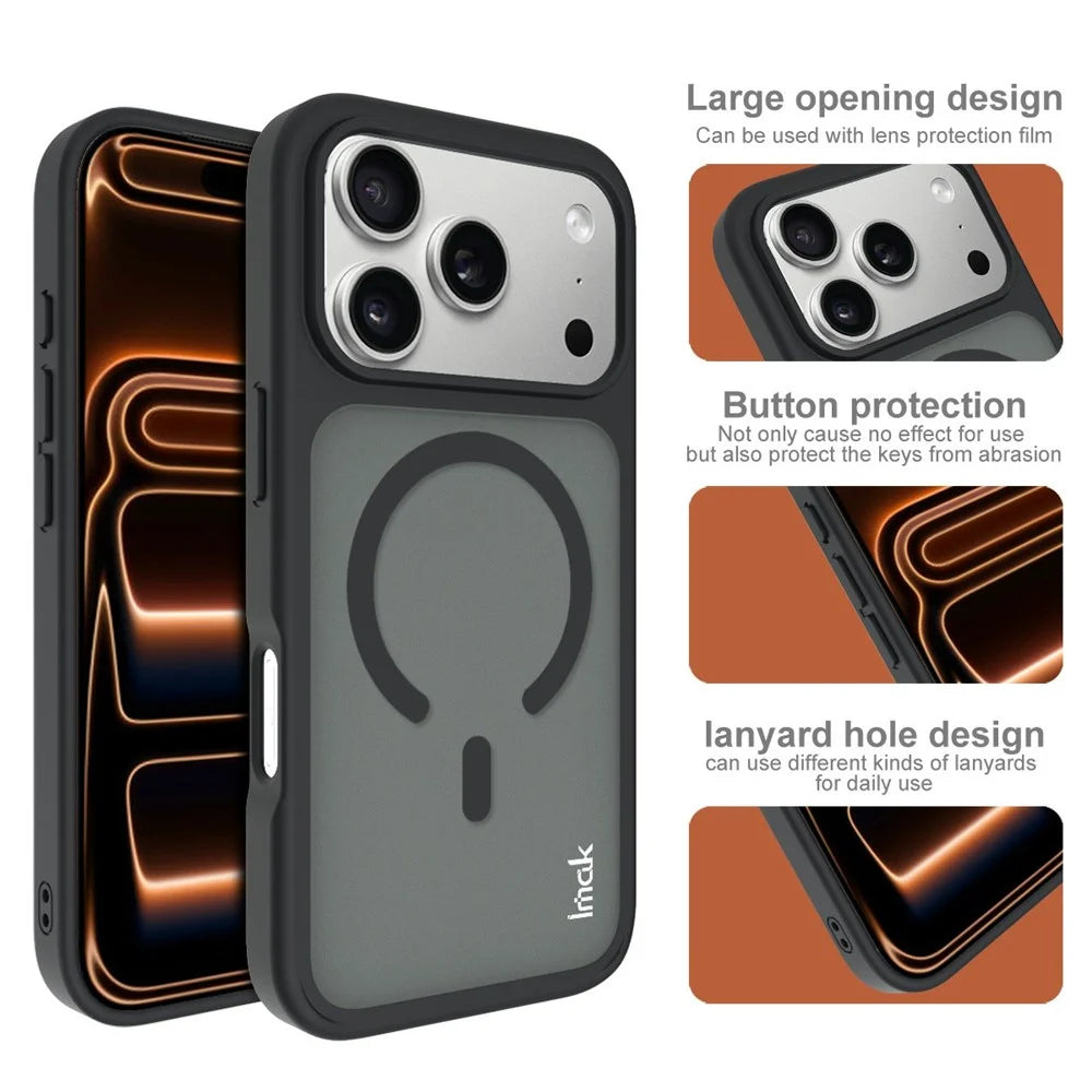 IMAK UX-9C Series For iPhone 17 Pro Magnetic Case TPU + PC Protective Phone Cover - Black - 5