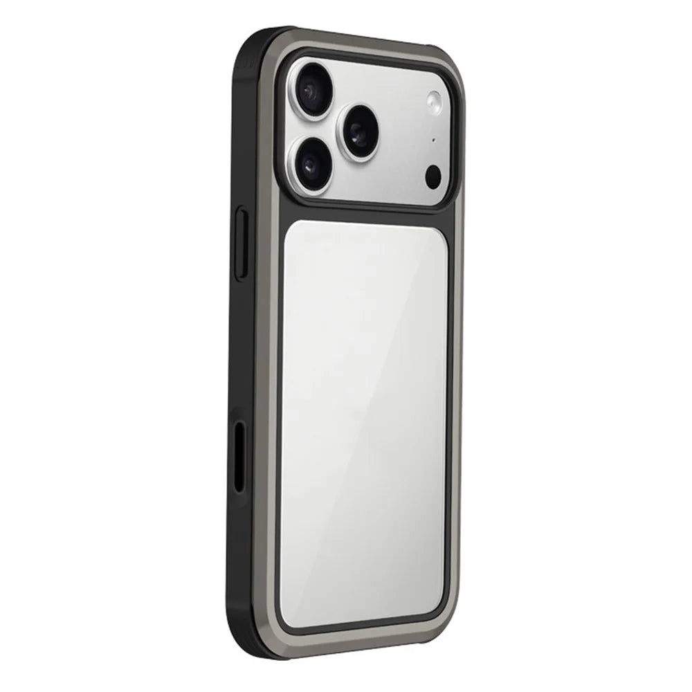 KZDOO For iPhone 17 Pro Case Shockproof TPU+PC+Metal Frame ARES Phone Cover with Al Touch Button - Titanium Grey - 1