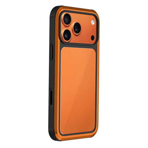 KZDOO For iPhone 17 Pro Max Case Shockproof TPU+PC+Metal Frame ARES Phone Cover with Al Touch Button - Orange - 1