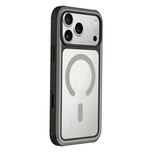 KZDOO For iPhone 17 Pro Max Case Compatible with MagSafe Metal Frame TPU + PC Phone Cover with Al Touch Button - Titanium Grey - 1