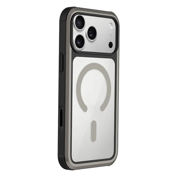 KZDOO For iPhone 17 Pro Max Case Compatible with MagSafe Metal Frame TPU + PC Phone Cover with Al Touch Button - Titanium Grey - 1