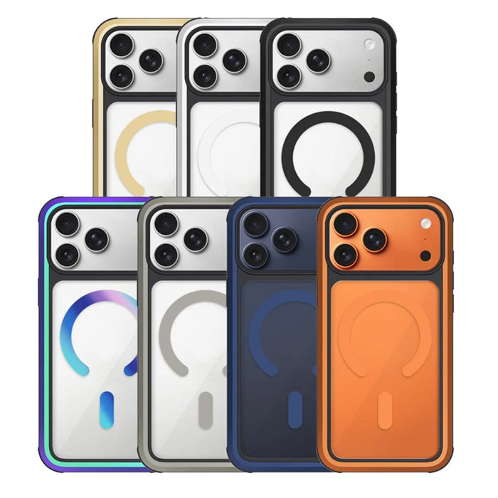 KZDOO For iPhone 17 Pro Max Case Compatible with MagSafe Metal Frame TPU + PC Phone Cover with Al Touch Button - Titanium Grey - 7