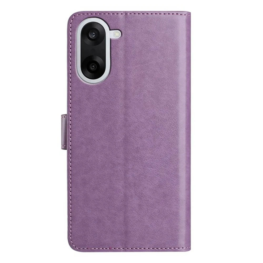 For OnePlus Nord CE5 5G Wallet Phone Case Stand PU Leather Folio Flip Cover with 8 Card Slot - Purple - 2