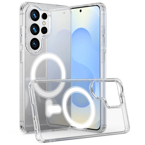 For Samsung Galaxy S26 Ultra Clear Phone Magnetic Case TPU+Acrylic Back Cover - Clear - 1