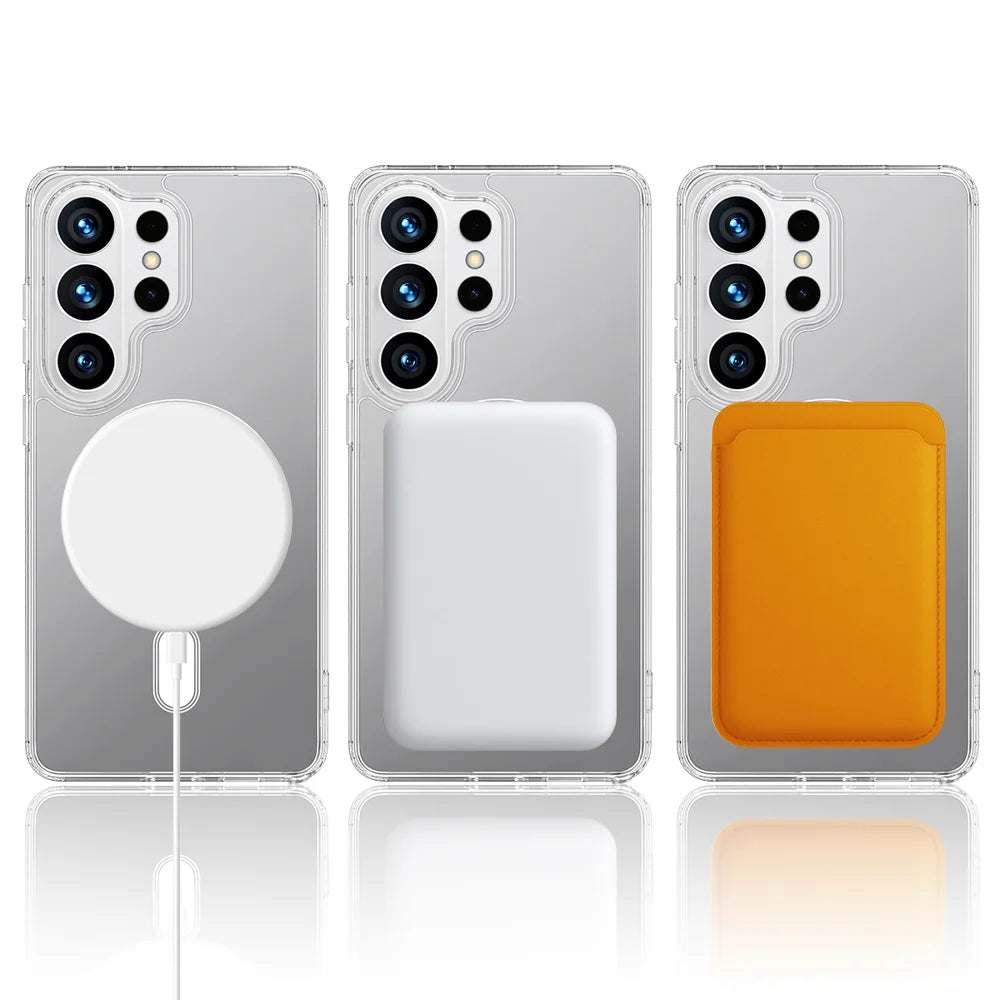 For Samsung Galaxy S26 Ultra Clear Phone Magnetic Case TPU+Acrylic Back Cover - Clear - 3