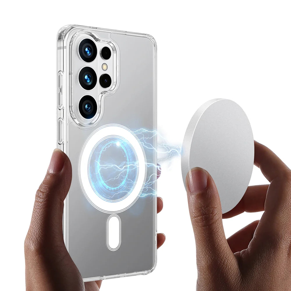 For Samsung Galaxy S26 Ultra Clear Phone Magnetic Case TPU+Acrylic Back Cover - Clear - 4