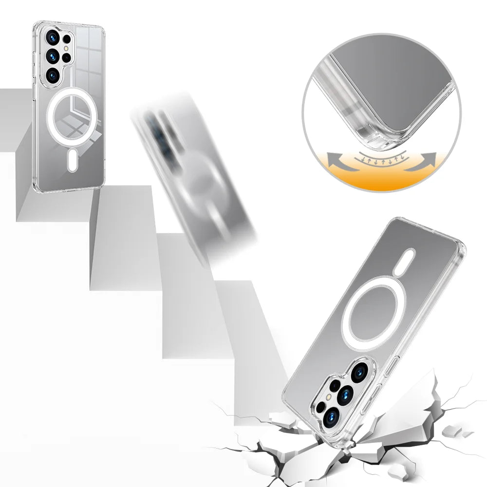 For Samsung Galaxy S26 Ultra Clear Phone Magnetic Case TPU+Acrylic Back Cover - Clear - 7