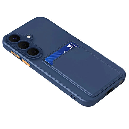 For Samsung Galaxy S26+ Case Flexible TPU Phone Cover with Back Card Slot - Dark Blue - 1