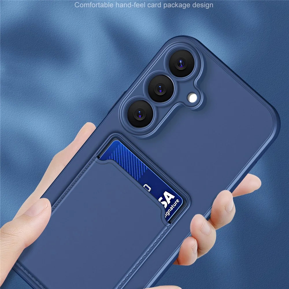 For Samsung Galaxy S26+ Case Flexible TPU Phone Cover with Back Card Slot - Dark Blue - 3