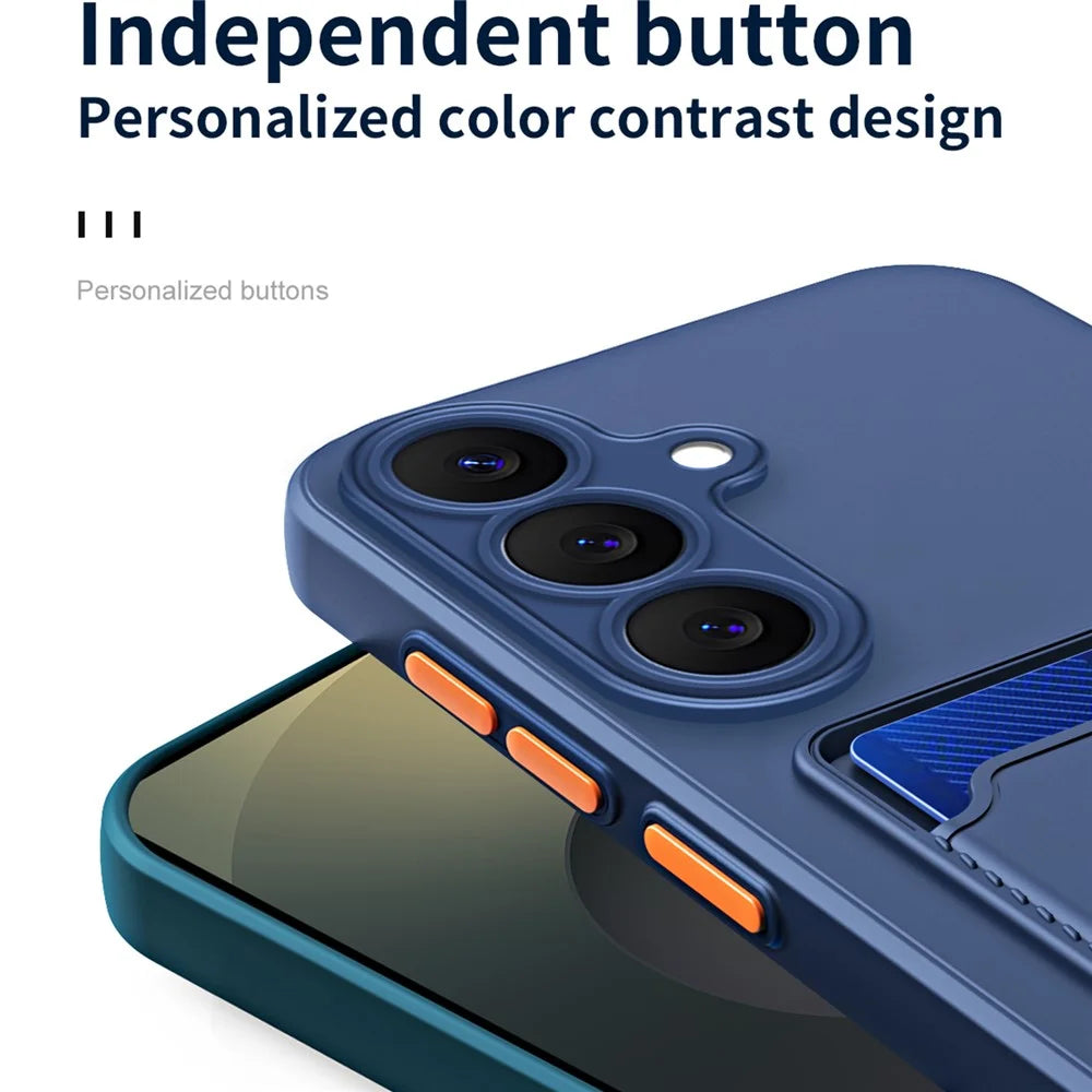 For Samsung Galaxy S26+ Case Flexible TPU Phone Cover with Back Card Slot - Dark Blue - 5