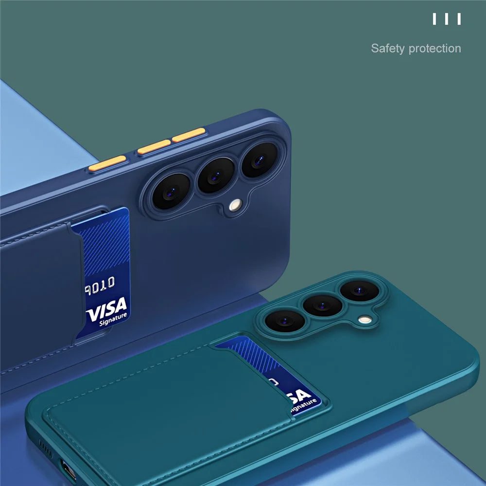 For Samsung Galaxy S26+ Case Flexible TPU Phone Cover with Back Card Slot - Dark Blue - 6
