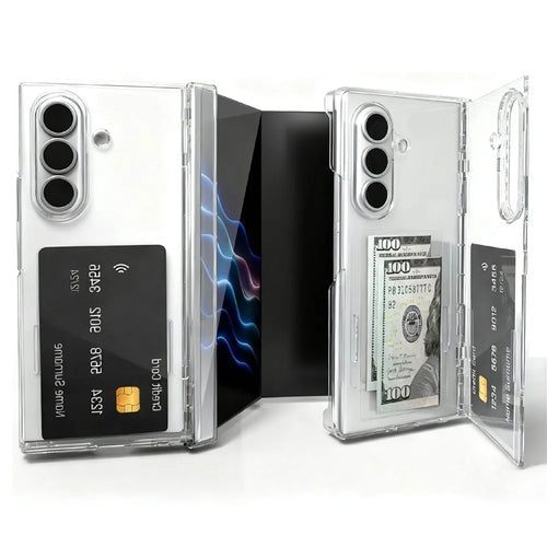 For Samsung Galaxy Z TriFold 5G Case Card Slot Stand Hard PC Phone Cover - Transparent - 1