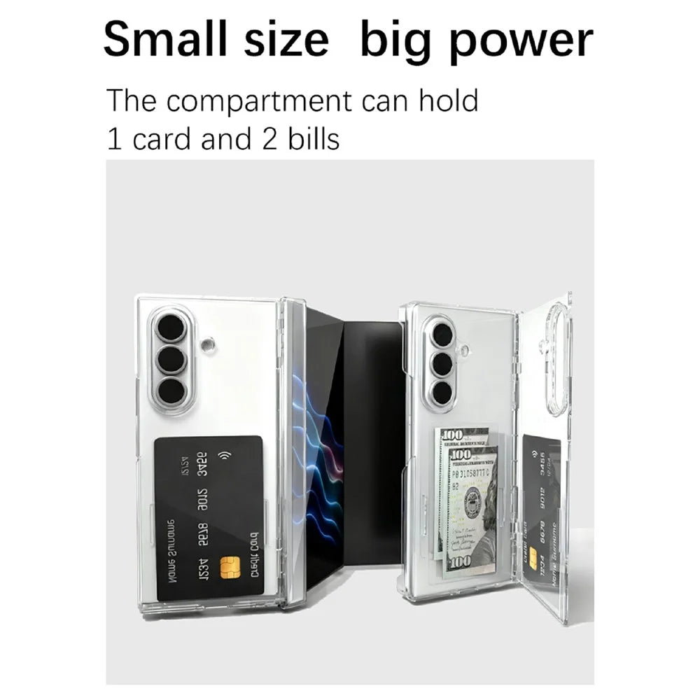 For Samsung Galaxy Z TriFold 5G Case Card Slot Stand Hard PC Phone Cover - Transparent - 2