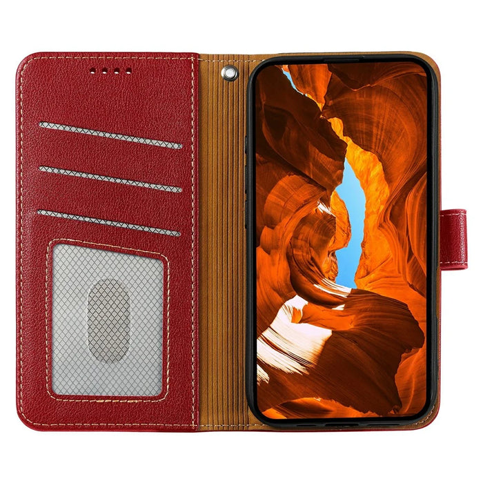 For Google Pixel 10a Case RFID Blocking Wallet Litchi Texture Leather Phone Cover Magnetic Clasp - Red - 2
