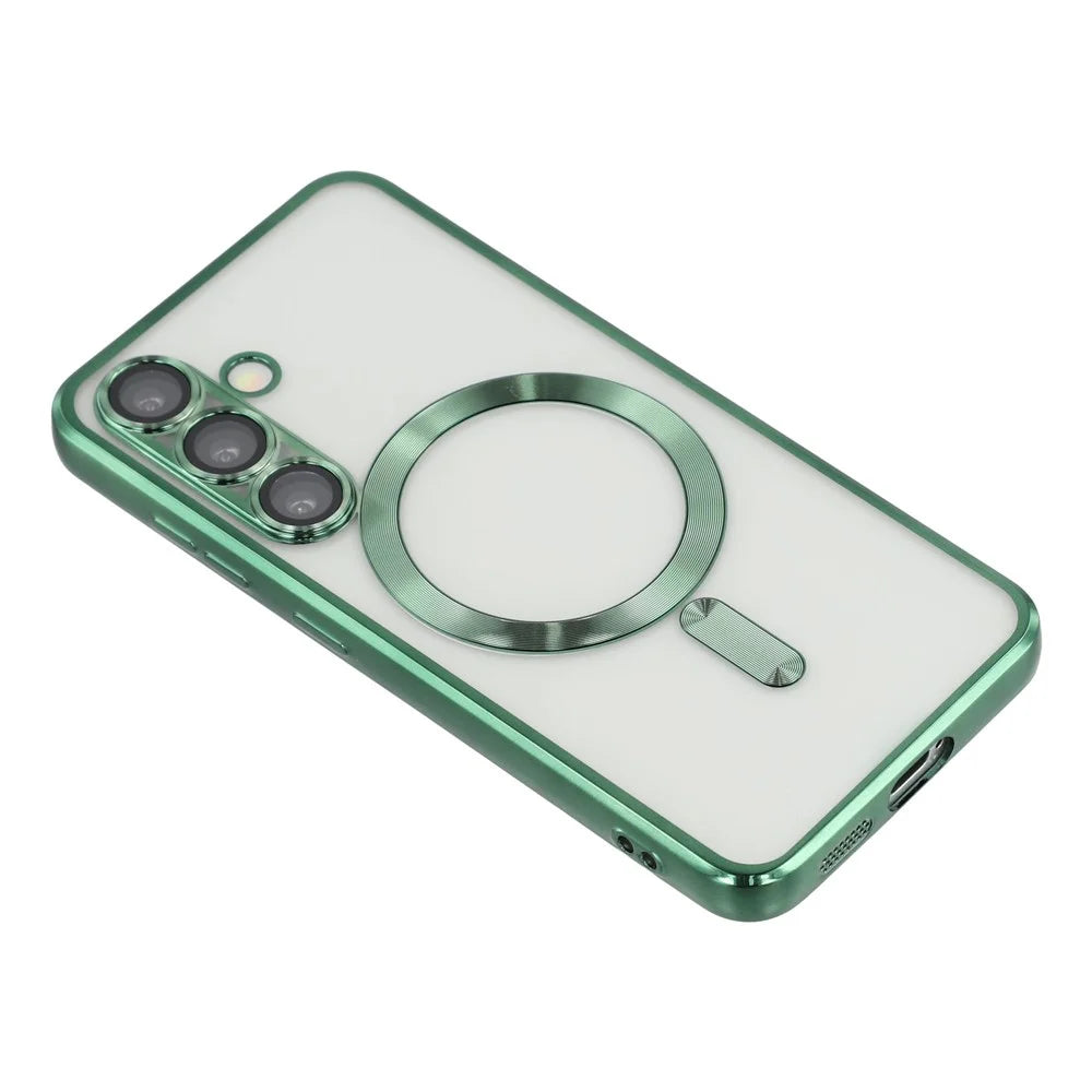 For Samsung Galaxy S25+ / S24+ Magnetic Case CD Veins Glass Lens Guard TPU Phone Back Cover - Green - 4