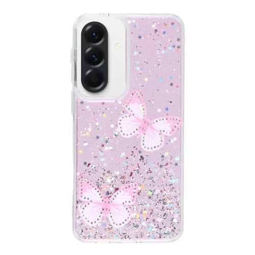 For Samsung Galaxy A57 5G Case Epoxy PVC Butterfly TPU Aesthetics Phone Cover - Pink - 1
