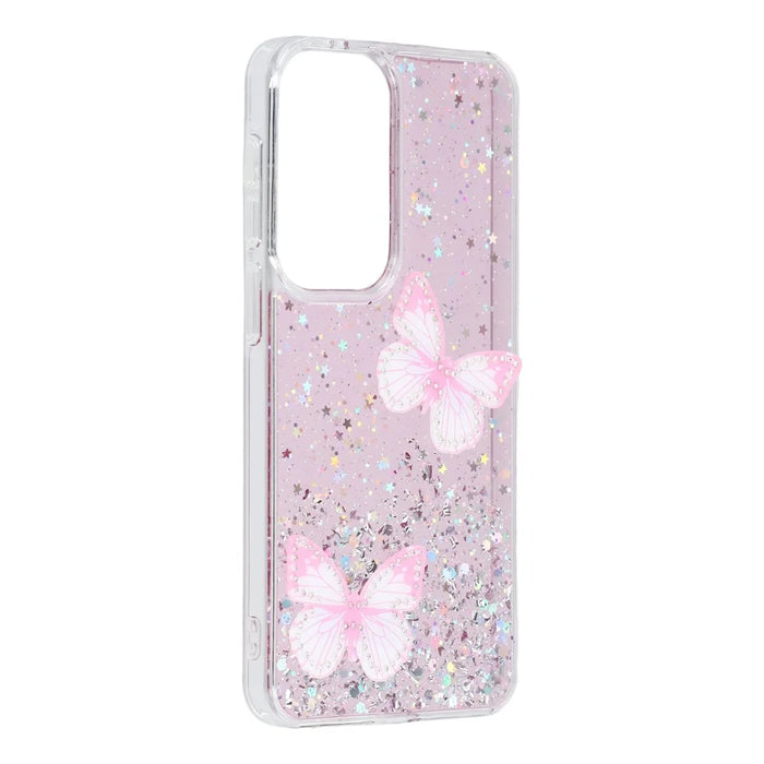 For Samsung Galaxy A57 5G Case Epoxy PVC Butterfly TPU Aesthetics Phone Cover - Pink - 2