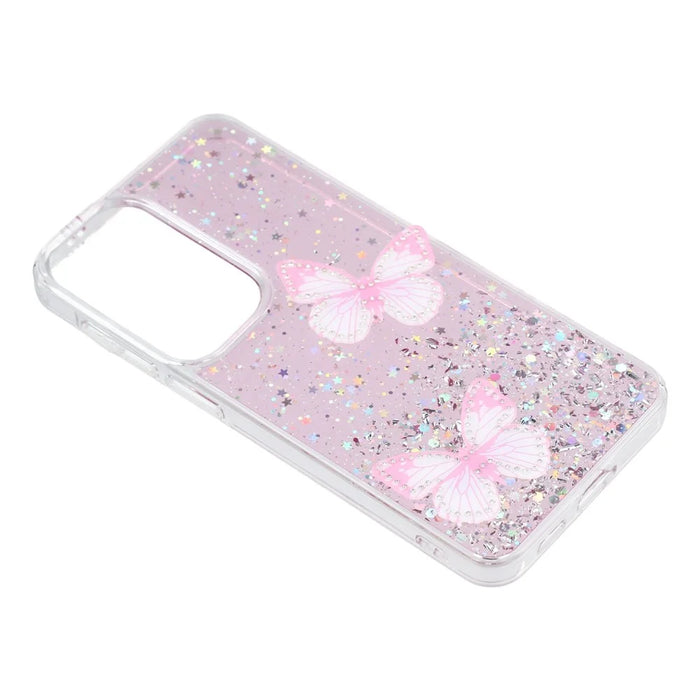 For Samsung Galaxy A57 5G Case Epoxy PVC Butterfly TPU Aesthetics Phone Cover - Pink - 3