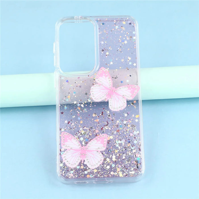 For Samsung Galaxy A57 5G Case Epoxy PVC Butterfly TPU Aesthetics Phone Cover - Pink - 5