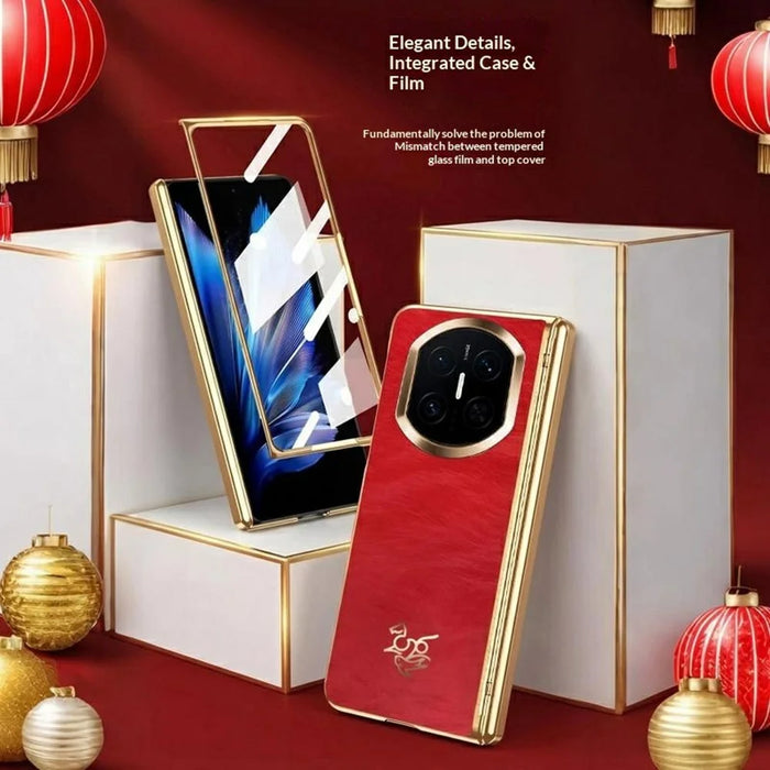 For Huawei Mate X7 Case Horse Pattern Hinge Protection Hard PC Phone Cover with Front Screen Protector - 2