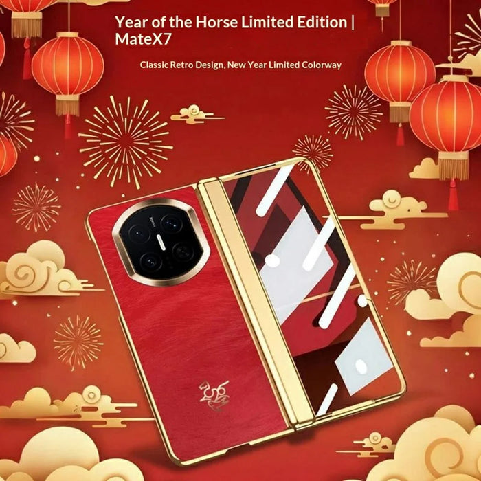 For Huawei Mate X7 Case Horse Pattern Hinge Protection Hard PC Phone Cover with Front Screen Protector - 5